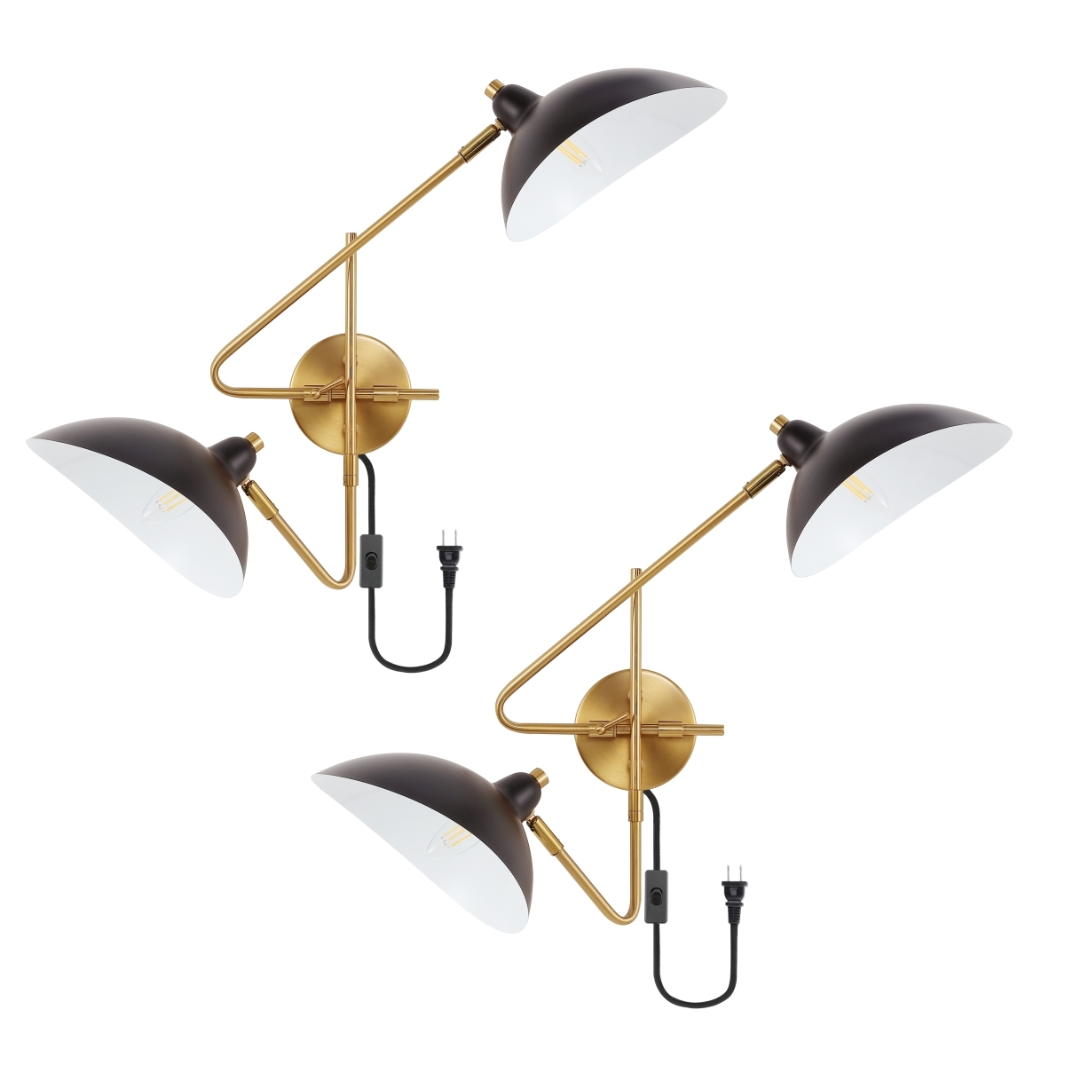 Aspera 2Lt 14.5" Wall Sconce - Brass/Black - Safavieh - Image 2