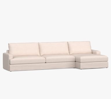 Canyon Square Arm Slipcovered Left Arm Loveseat with Double Chaise Sectional, Down Blend Wrapped Cushions, Performance Heathered Basketweave Dove - Image 5
