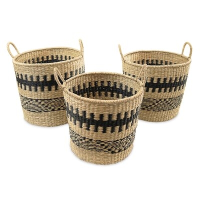 Woven Seagrass Nesting Basket Set W/ Top Handles (set Of 3) - Image 0