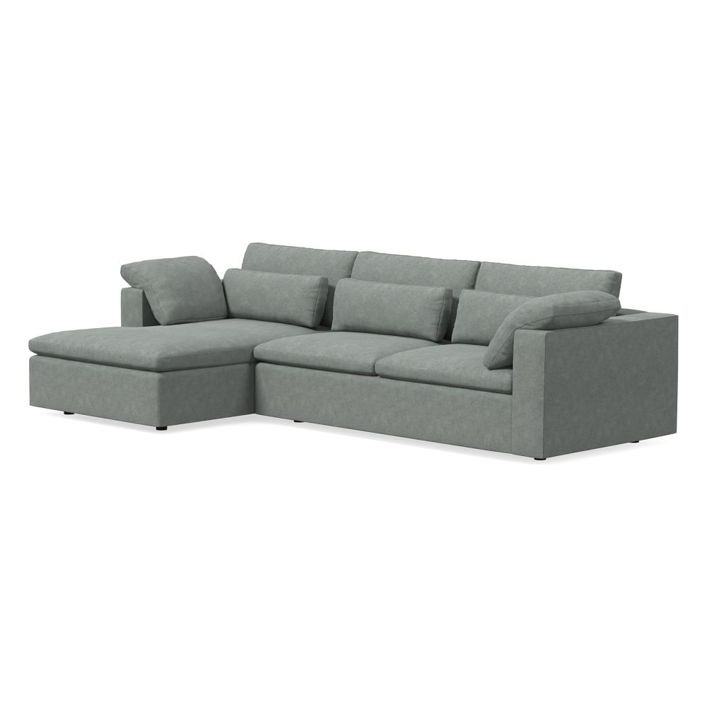 Harmony Modular 123" Left Multi-Seat 2-Piece Sleeper Sectional w/Storage, Distressed Velvet, Mineral Gray - Image 0