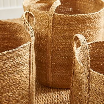 Seagrass Round Baskets with Long Handles, Set of 3 - Image 3