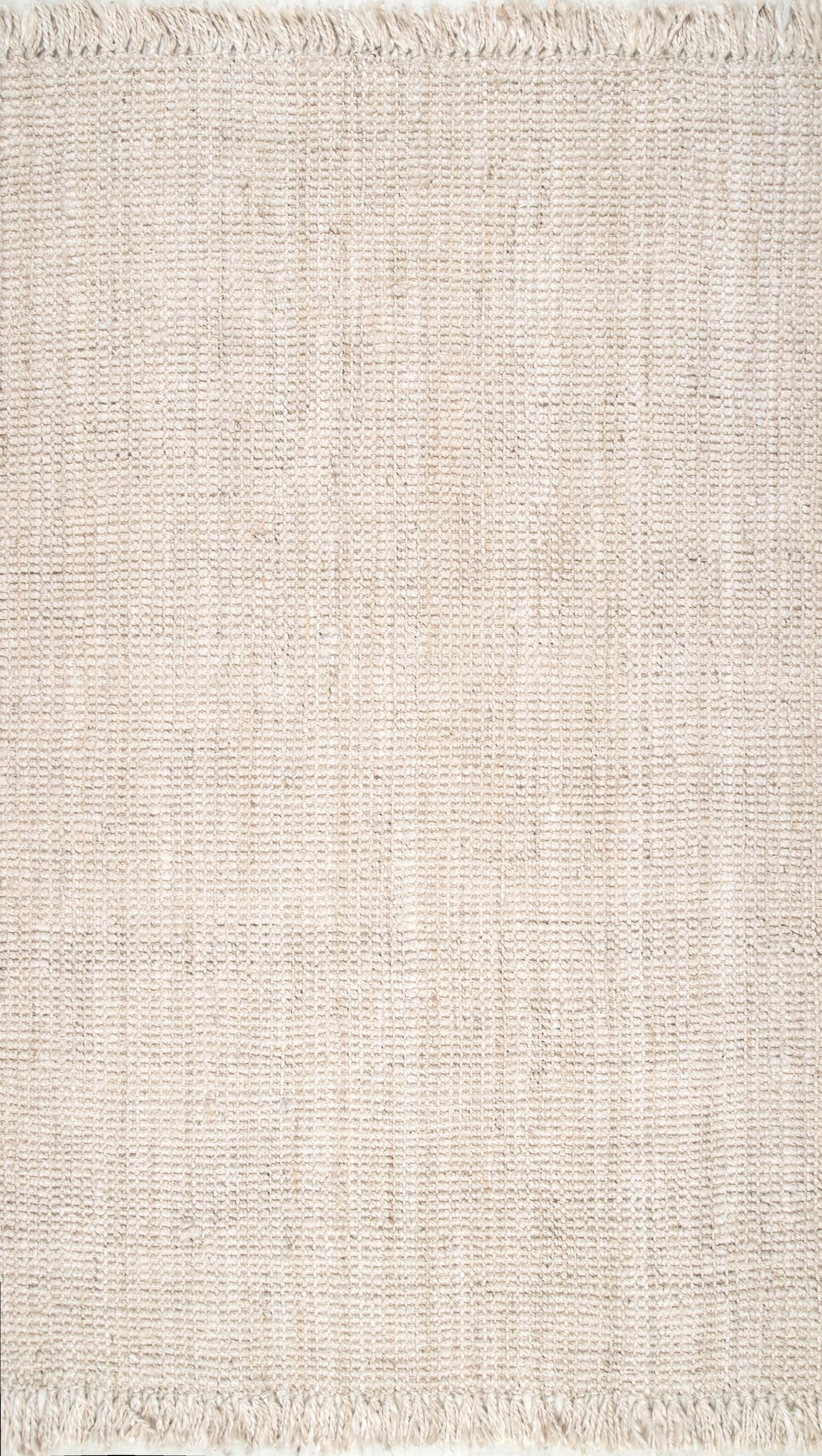 Hand Woven Chunky Loop Jute Area Rug, 9'6" x 11'6", Off White - Image 0