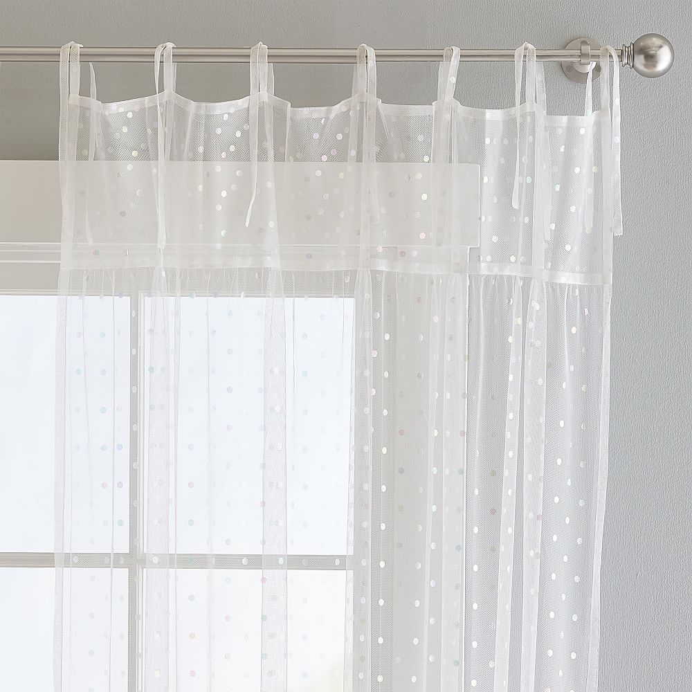 Irridescent Dot Sheer Curtain, 44" x 96", White Irridescent (Single Panel) - Image 0