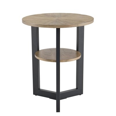 Round Solid Wood End Table With Metal Frame - Image 0