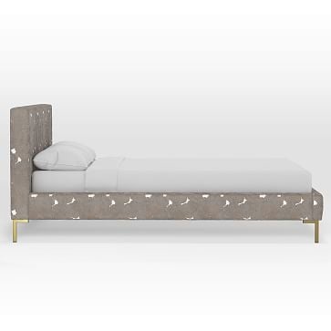 Simple Angled Platform Bed- Queen, Scallop Skin Black - Image 1