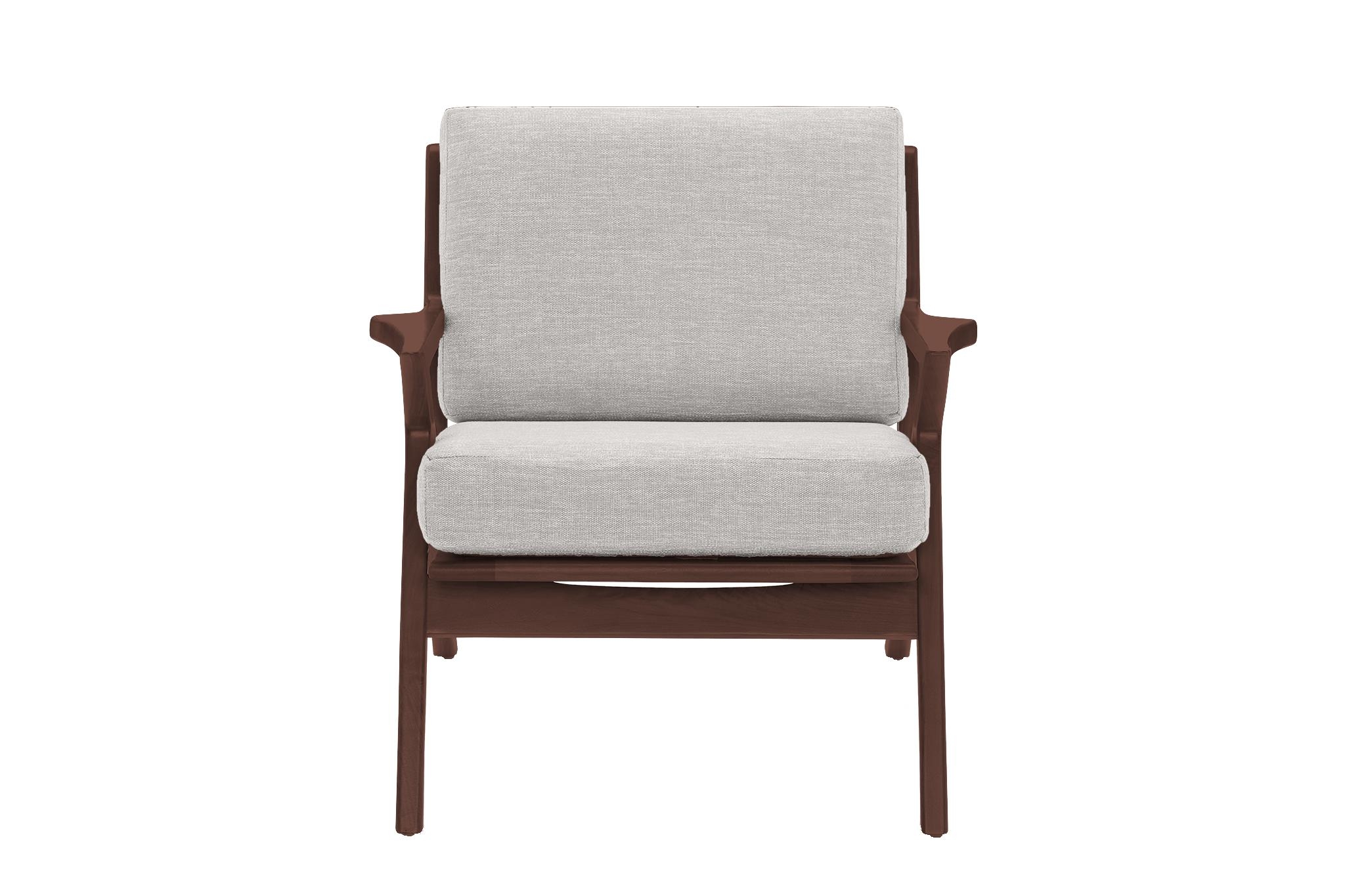 Gray Soto Mid Century Modern Apartment Chair - Sunbrella Premier Fog - Walnut - Image 0