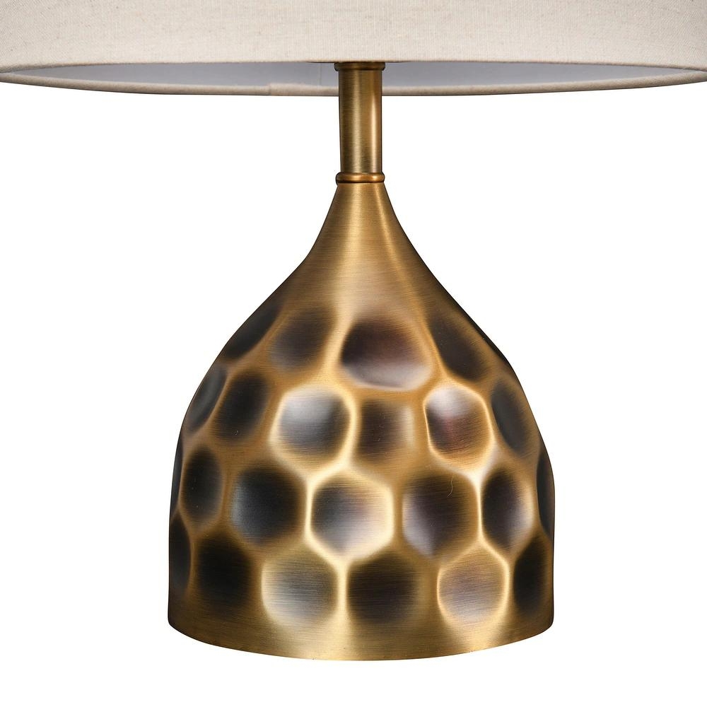 19" Hammered Brass Table Lamps, Set of 2 - Image 3
