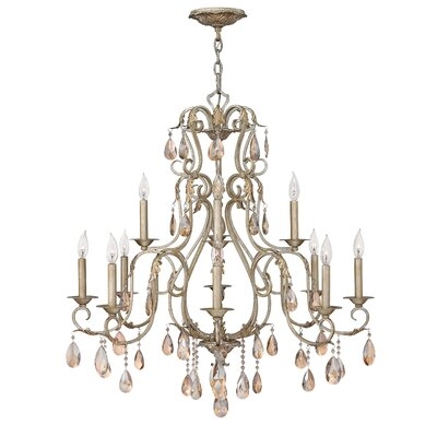 Hansel 12 - Light Candle Style Tiered Chandelier with Crystal Accents - Image 0
