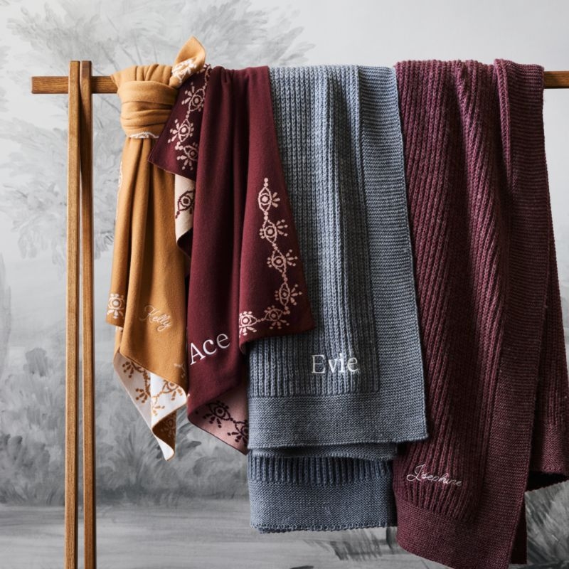 Cherished Chestnut Red Wool Blend 50"x60" Fisherman's Knit Kids Throw Blanket by Jeremiah Brent - Image 6