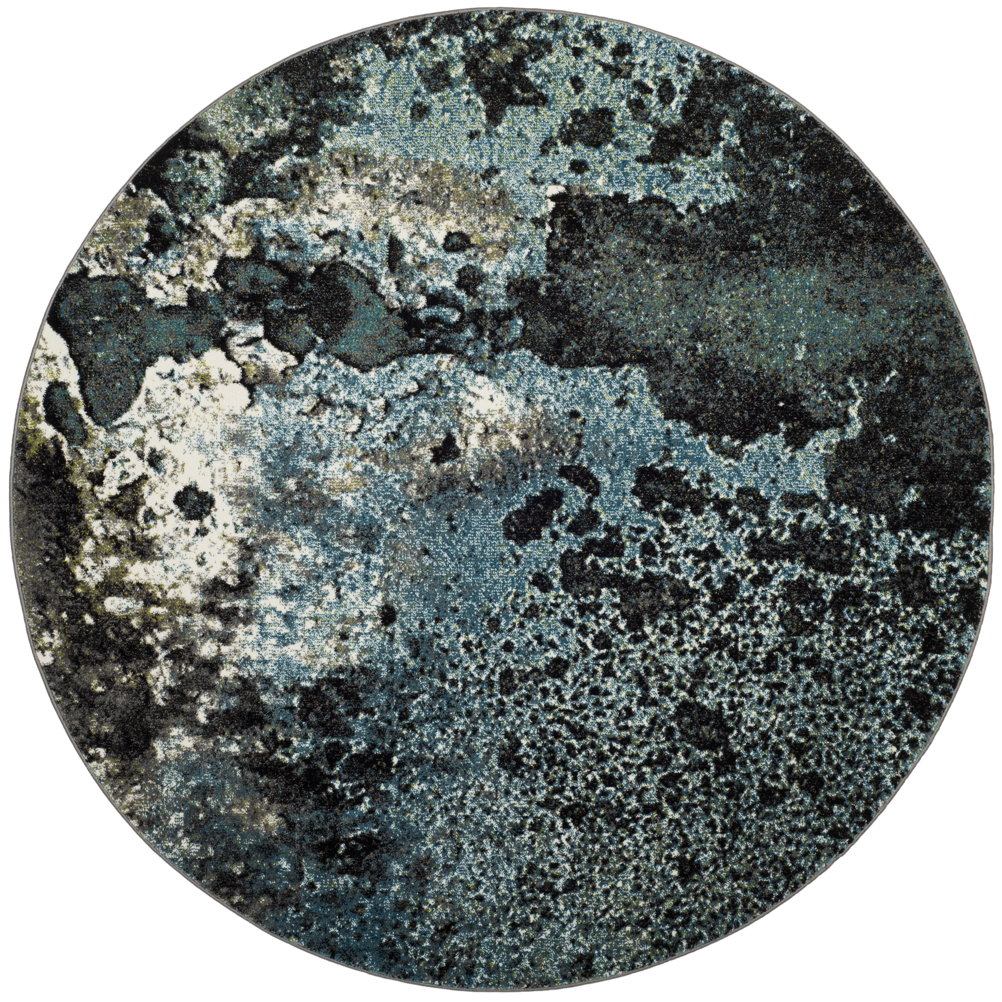 Arlo Home Woven Area Rug, GLA124B, Blue/Multi,  5' 3" X 5' 3" Round - Image 0