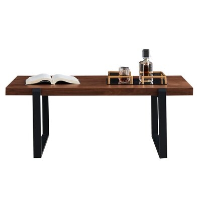 Minimalist Coffee Table,Black Metal Frame With Walnut Top- SQUARE COFFEE TABLE - Image 0