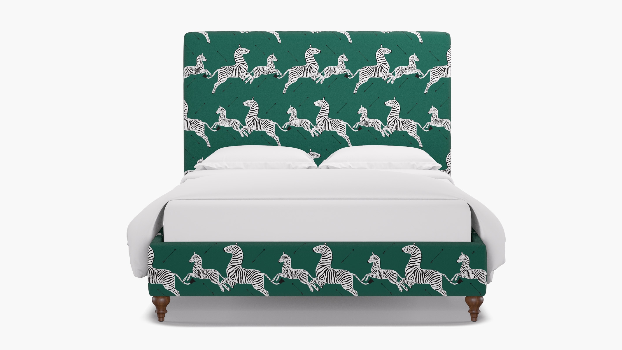 Classic Bed, Emerald Zebra, Walnut Traditional Turned Leg, Twin - Image 0