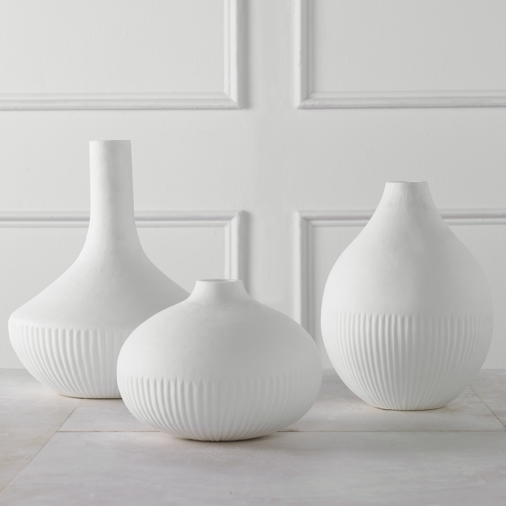 Apothecary Satin White Vases, Set/3 - Image 2