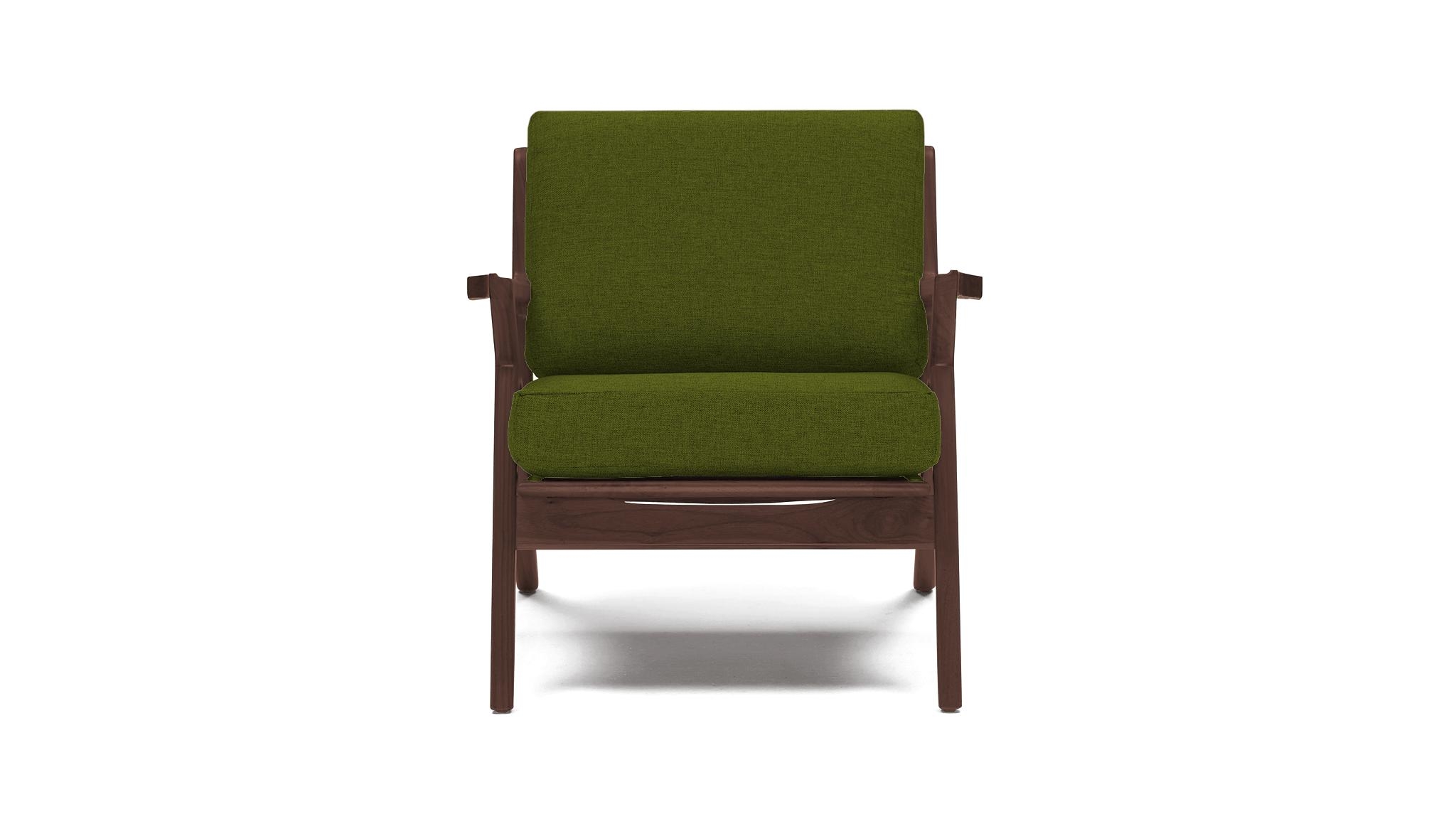 Green Soto Mid Century Modern Concave Arm Chair - Royale Apple - Walnut - Image 0
