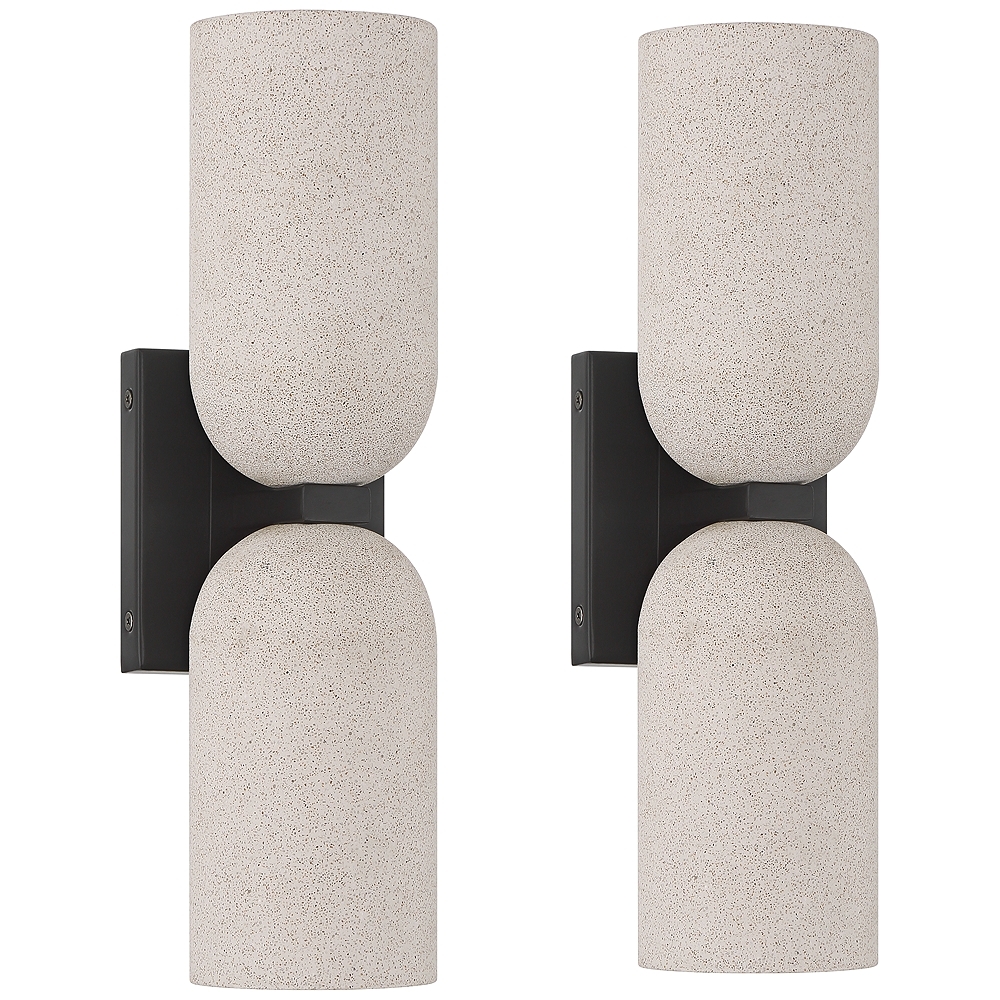 Possini Euro Amalfi 15"H Cement 2-Light LED Wall Sconce Set of 2 - Image 0