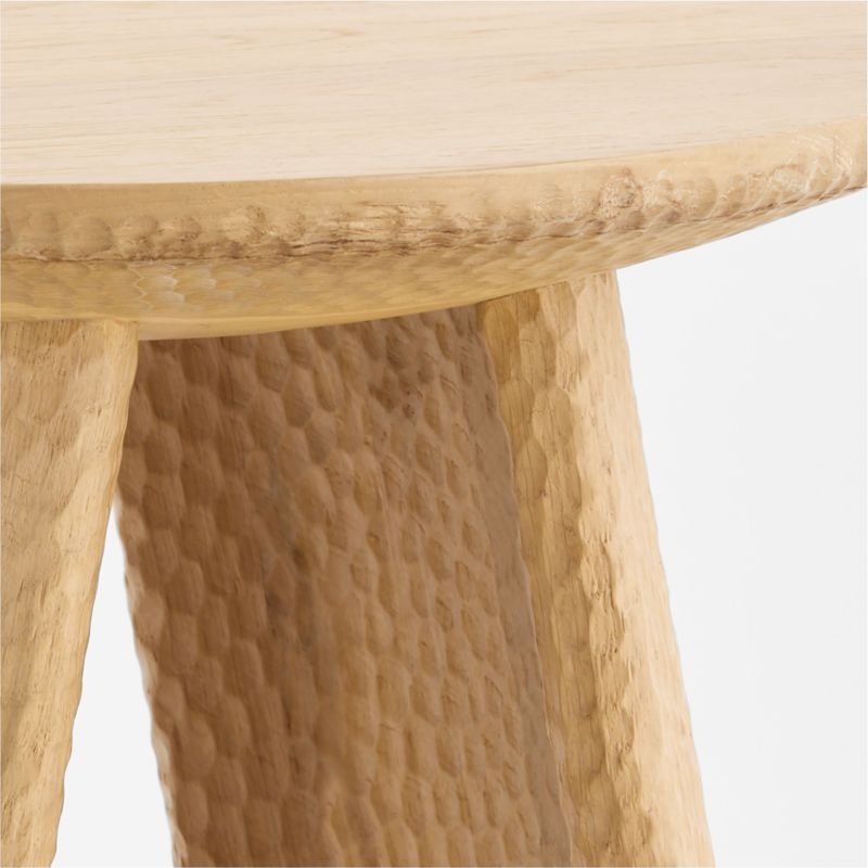 Canberra Carved White Oak 20" Side Table, Set of 2 - Image 4