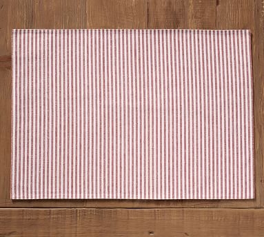 Wheaton Striped Linen/Cotton Placemat, Single - Charcoal - Image 4