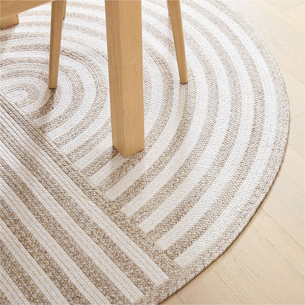 Striped Oblong indoor Outdoor Rug, 6'x9' Oval, Natural - Image 3