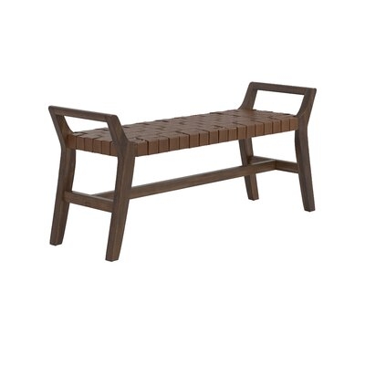 Leatherette Woven Bench Brown And Walnut - Image 0