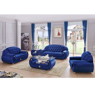 Lyke Home Gina Tufted Blue Sofa - Image 0