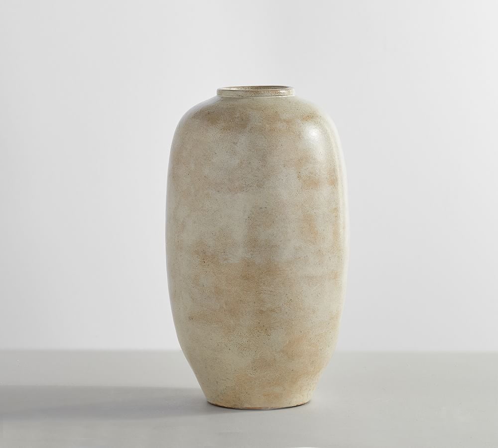 Artisan White Vase Collection, Tall Round, White - Image 0