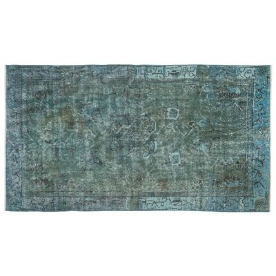 One-of-a-Kind Hand-Knotted 1960s Turkish Turquoise 3'10" x 6'9" Area Rug - Image 0