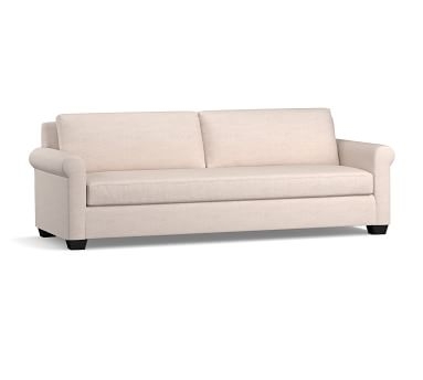 York Roll Arm Upholstered Sofa 82.5", Down Blend Wrapped Cushions, Performance Brushed Basketweave Chambray - Image 1