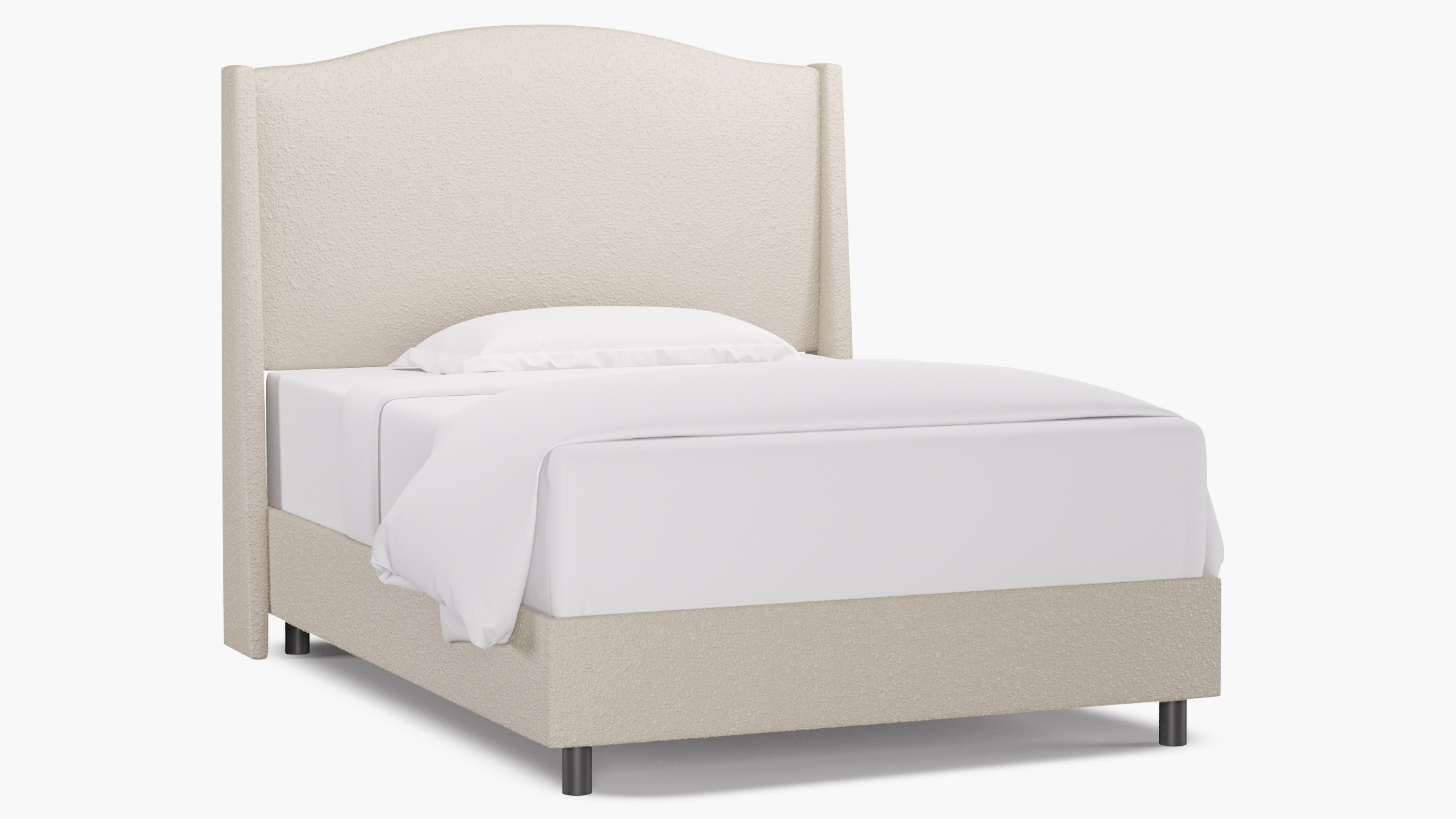 Classic Wingback Bed, Snow Boucle, Full - Image 0