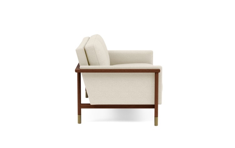 Jason Wu Loveseats with Beige Linen Fabric and Oiled Walnut with Brass Cap legs - Image 1