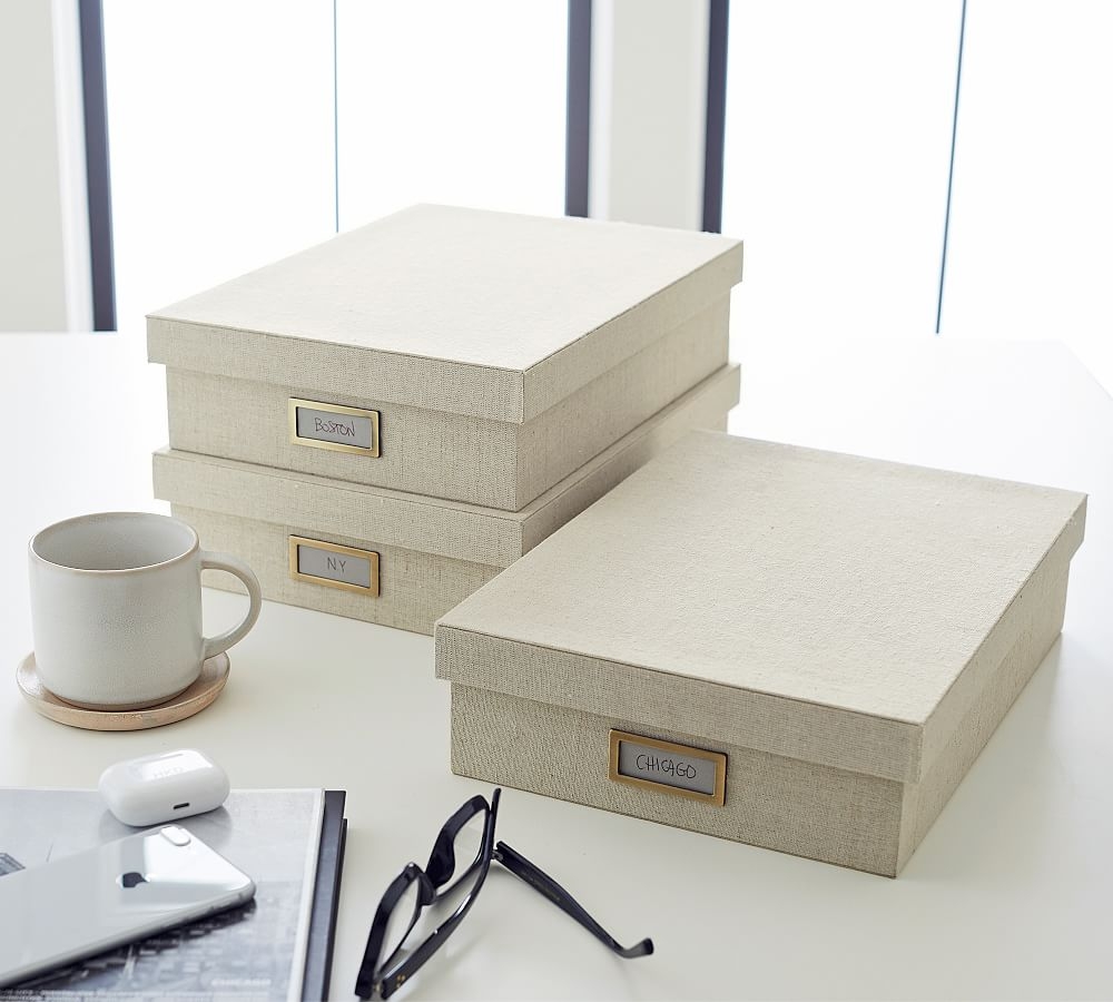Linen Home Office Box, Small - Image 0
