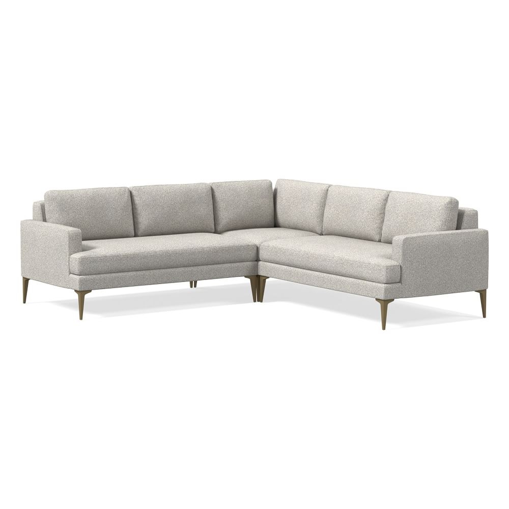 Andes 90" Multi Seat 3-Piece L-Shaped Sectional, Petite Depth, Chenille Tweed, Storm Gray, BB - Image 0