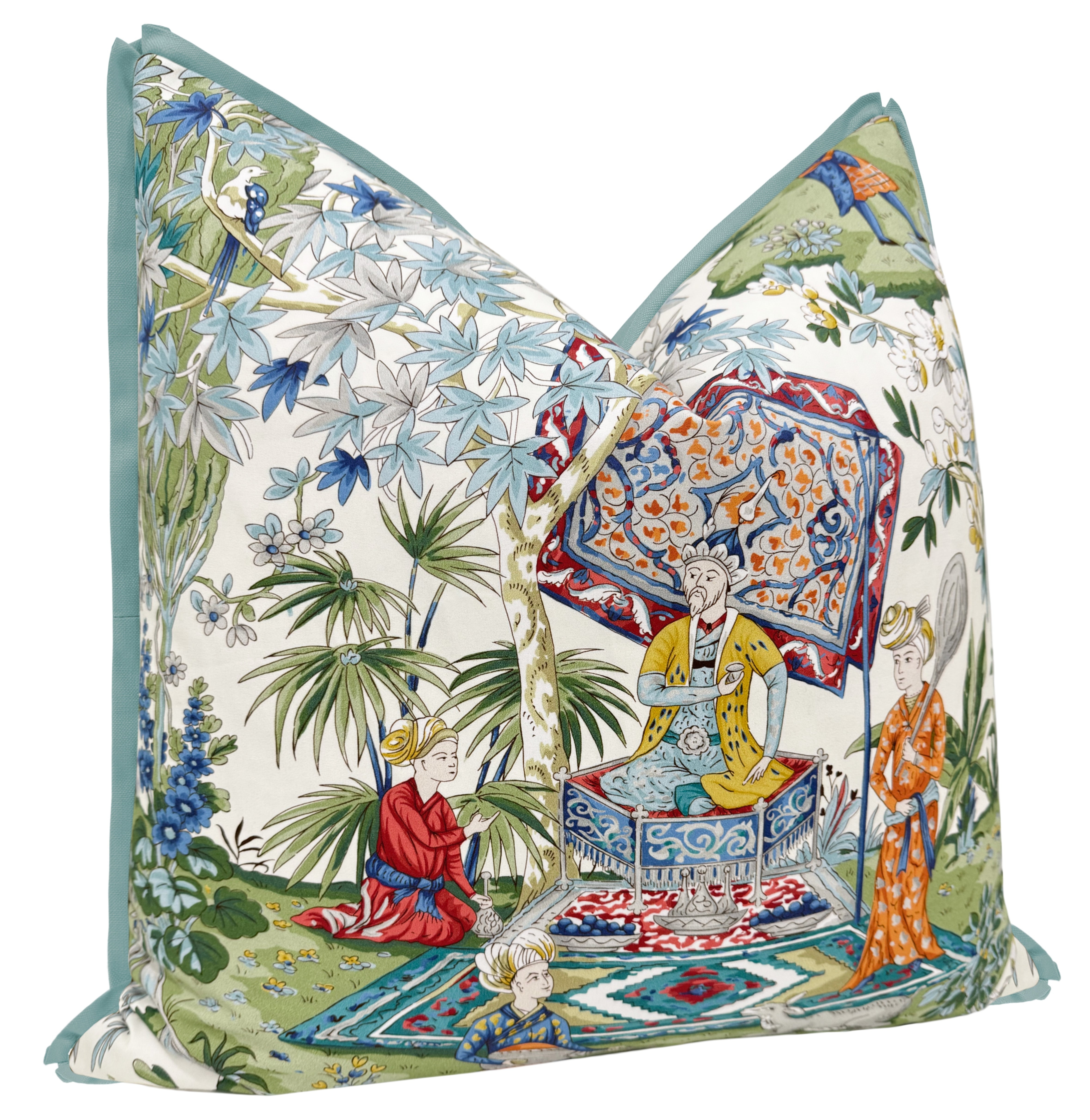 LODI GARDEN PRINT // IVORY | BRUNSCHWIG & FILS - SAMPLE 4" X 4" / BUTTERFLY FLANGE / Spa Blue - Image 2