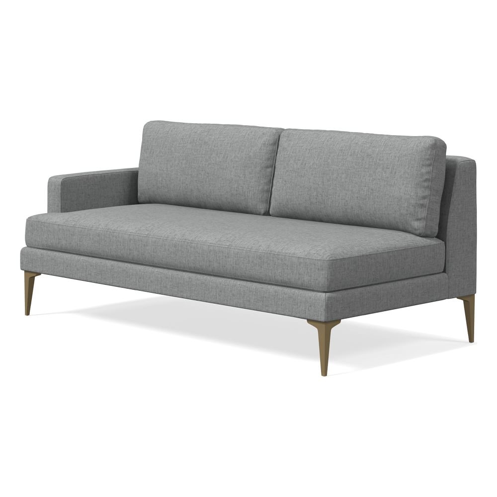 Andes Petite Left Arm 2.5 Seater Sofa, Poly, Performance Coastal Linen, Anchor Gray, Blackened Brass - Image 0