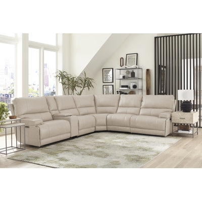 127" Wide Leather Match Symmetrical Modular Corner Sectional - Image 0