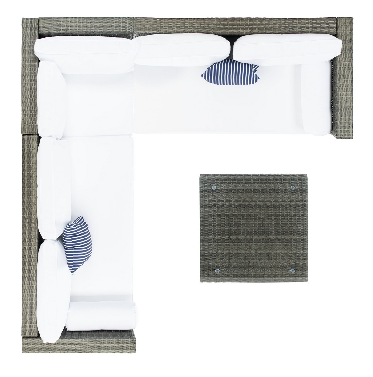 Analon Outdoor Sectional - Grey Brown/White - Safavieh - Image 2