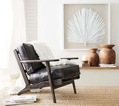 Raylan Leather Armchair With Black Frame, Down Blend Wrapped Cushions, Signature Adriatic Blue - Image 4