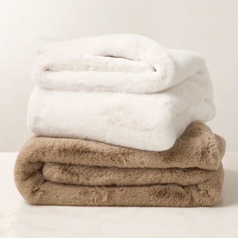 Astor Warm White Faux Fur Throw Blanket 50"x70" - Image 4