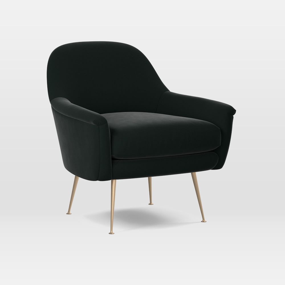 Phoebe Mid-Century Chair, Astor Velvet, Iron, Brass - Image 0