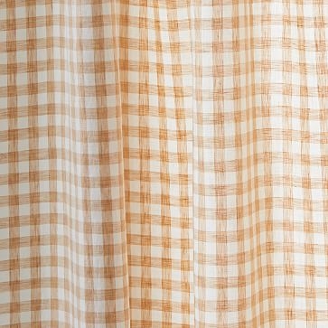 Heather Taylor Home Mini Gingham Linen Curtain, Almond, 48"x84" - Image 1