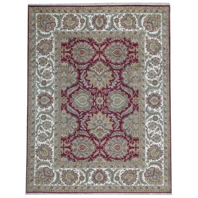 One-of-a-Kind Crown Hand-Knotted Red / Ivory 9' x 11'11" Wool Area Rug - Image 0