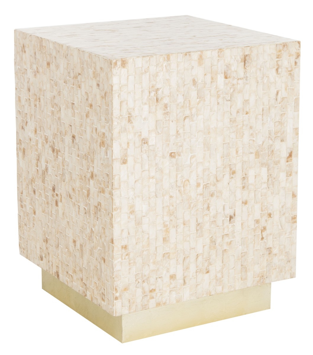 Juno Rectangle Mosaic Side Table - Multi Beige/Gold - Arlo Home - Image 2