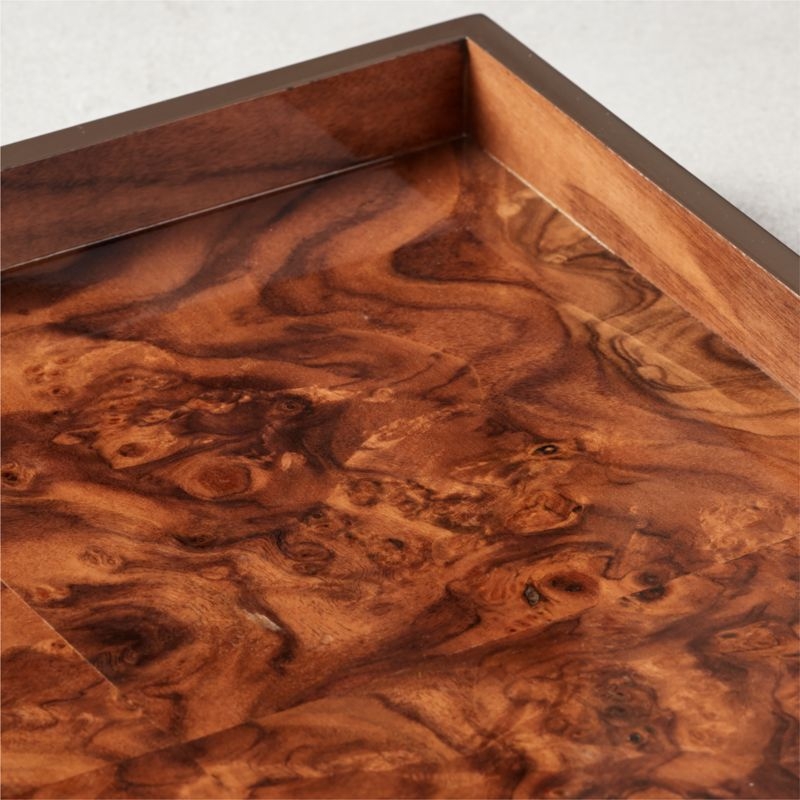 Marq Rectangular Burl Wood Tray - Image 2