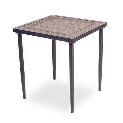 24"x24" Faux Wood Top Patio Chat Table Indoor And Outdoor Square Table - Image 0