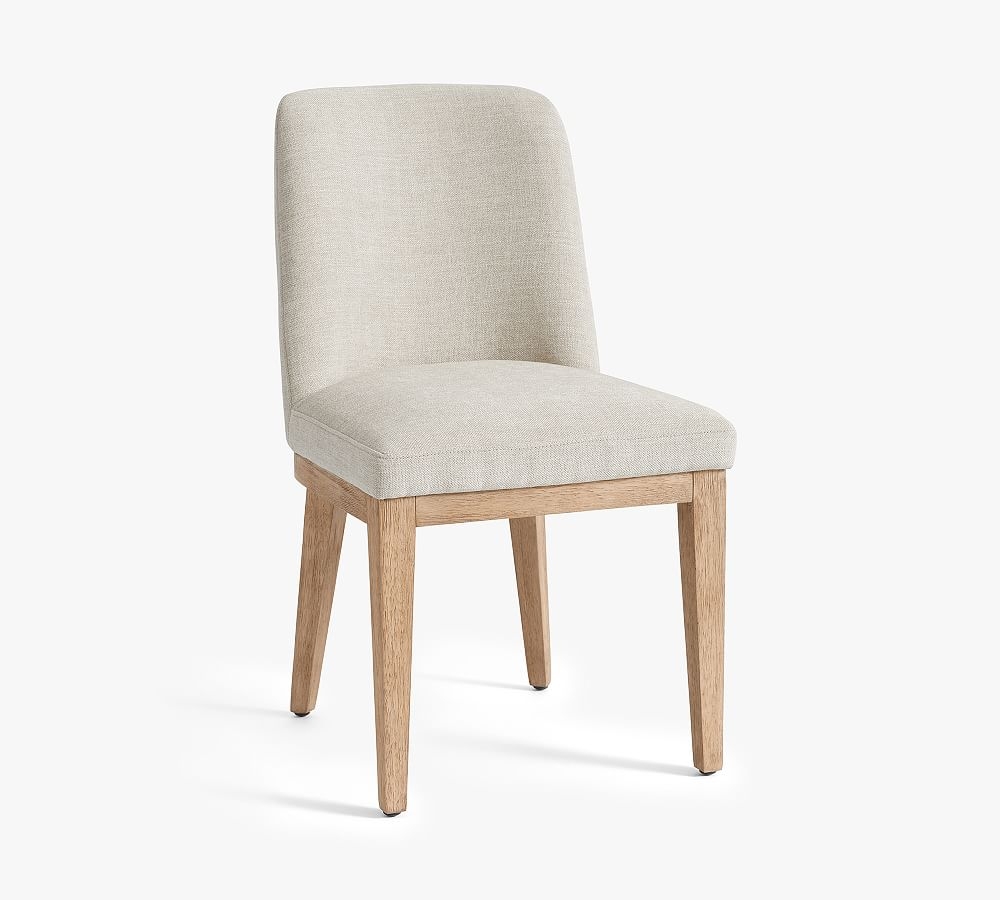 Layton Upholstered Side Dining Chair, Seadrift Legs, Basketweave Slub Ivory - Image 0