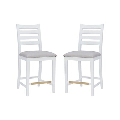 Alexendria Counter Stool White Upholstered Set Of 2 - Image 0