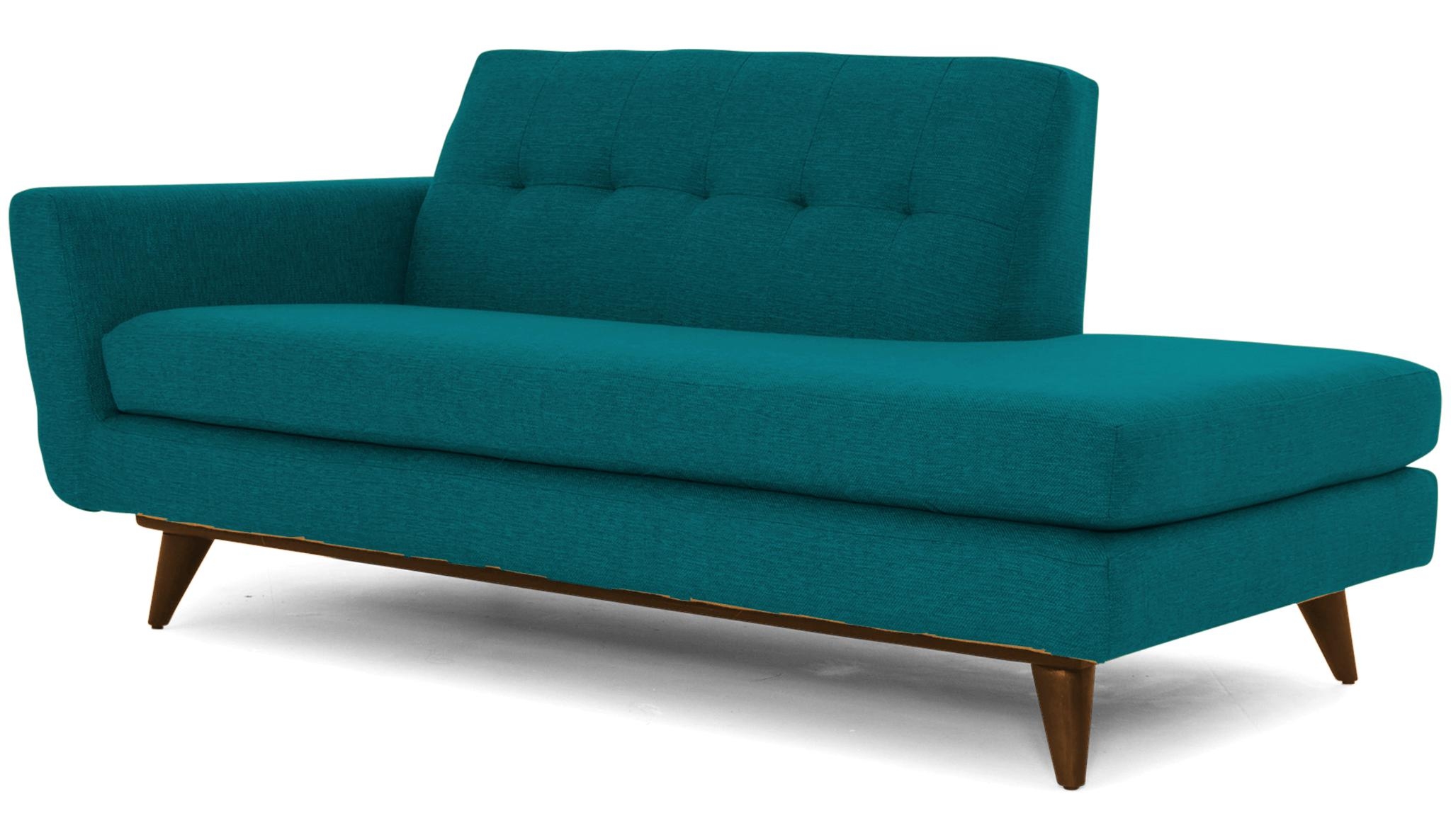 Blue Hughes Mid Century Modern Chaise - Lucky Turquoise - Mocha - Image 1