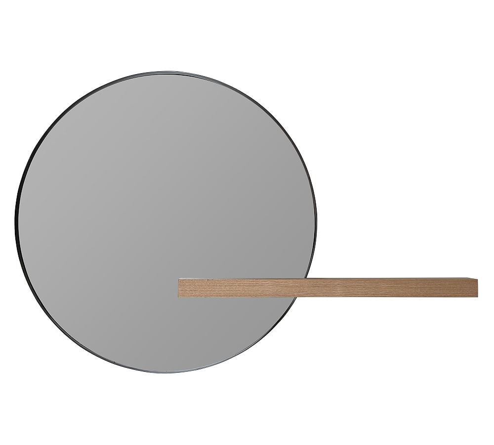Norah Wall Round Wall Mirror With Wood Shelf, 25.75" - Image 0