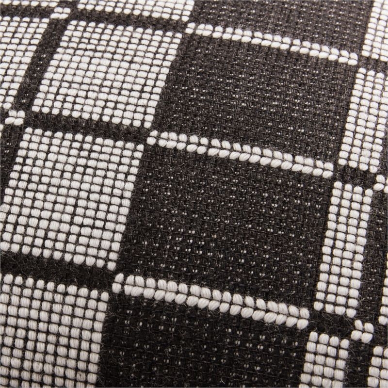 Wool/Linen Plaid 23"x23" Midnight Navy Throw Pillow with Feather Insert - Image 2