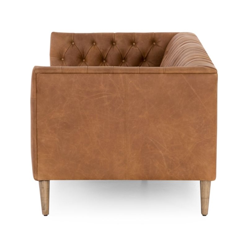 Rollins Natural Washed Camel Leather Button Tufted Sofa - Image 5