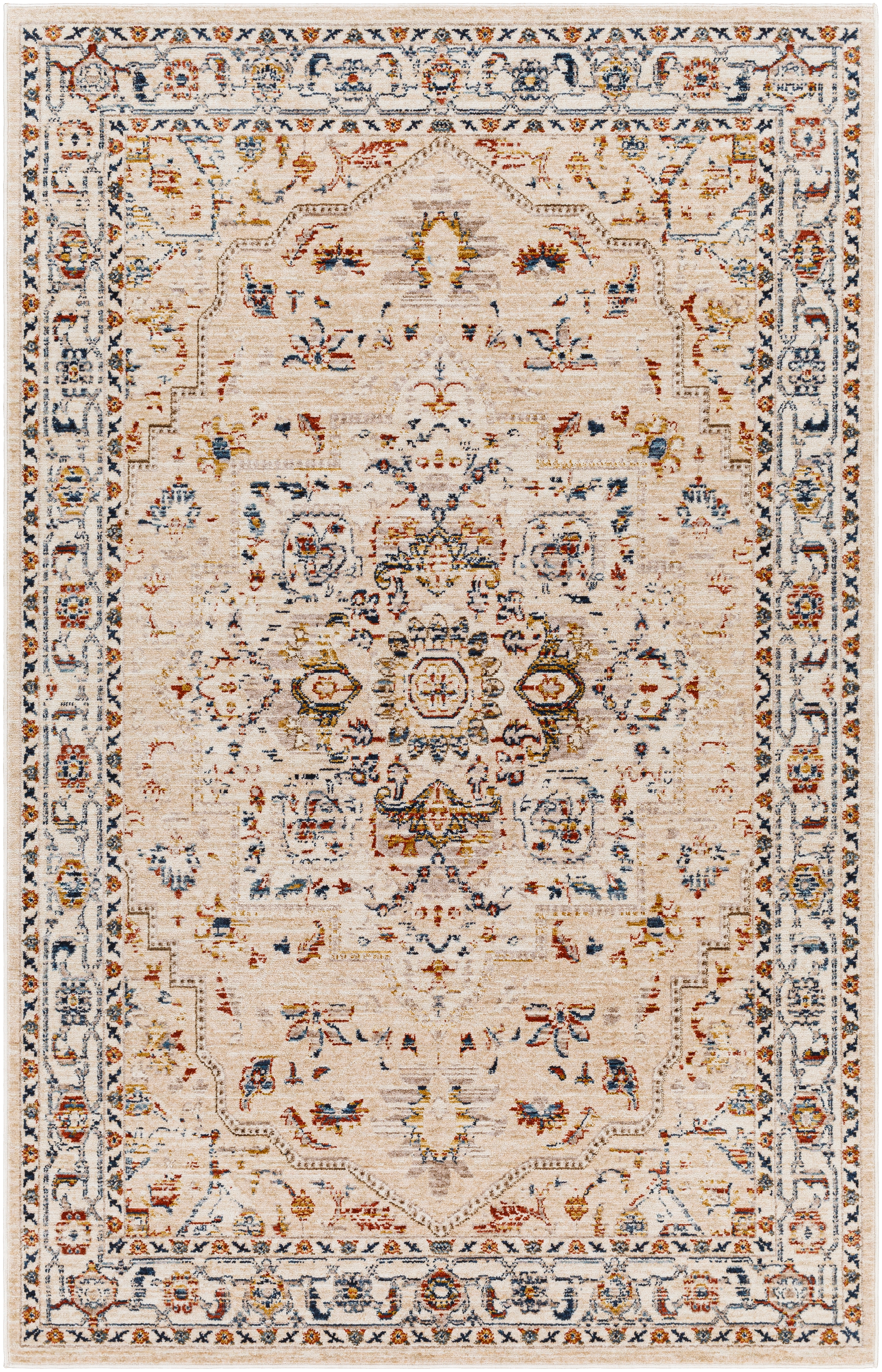 Truva Beige Indoor 5'11" x 5'11" Machine Woven Rug - Image 0